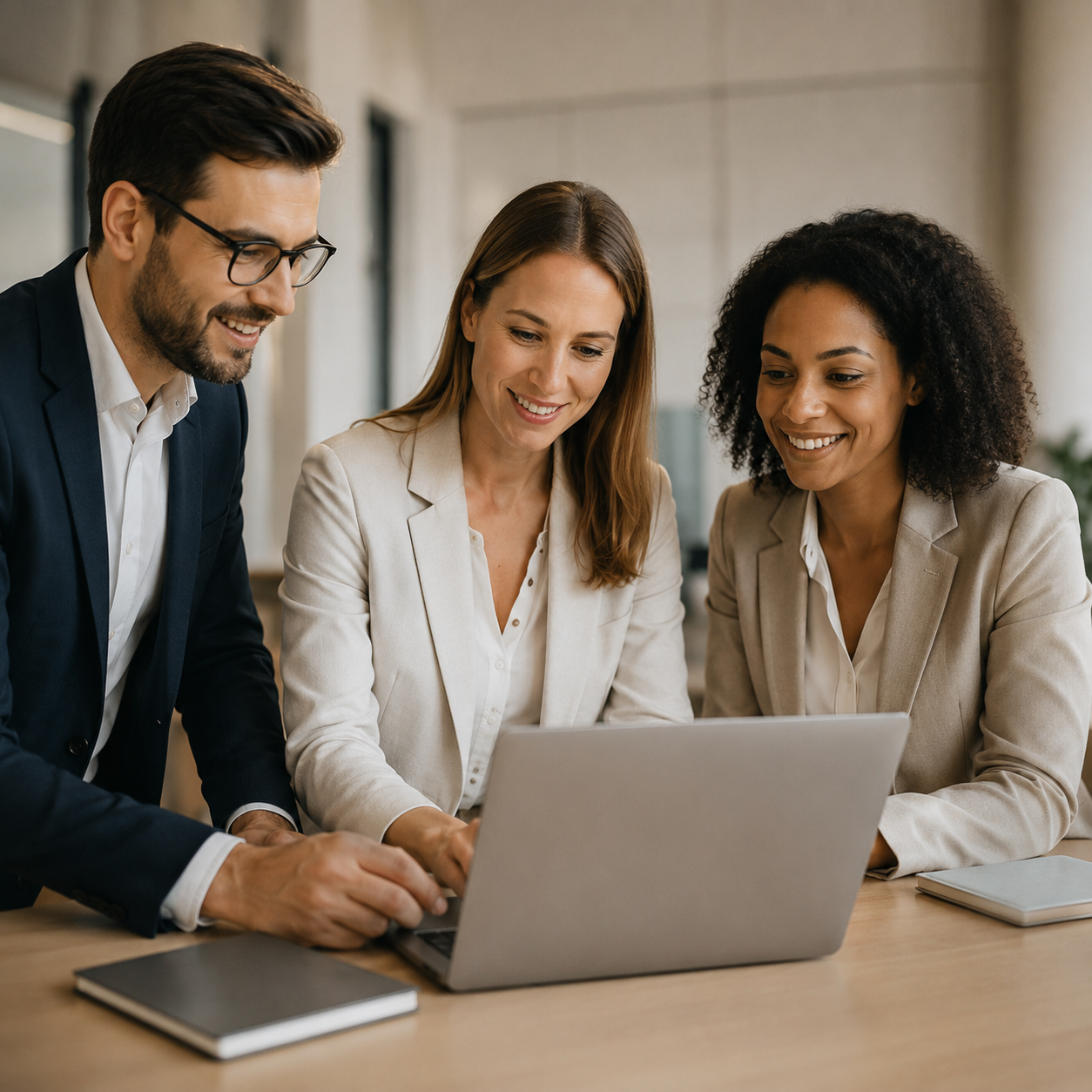Equipe profissional utilizando plataforma com perfis de acesso